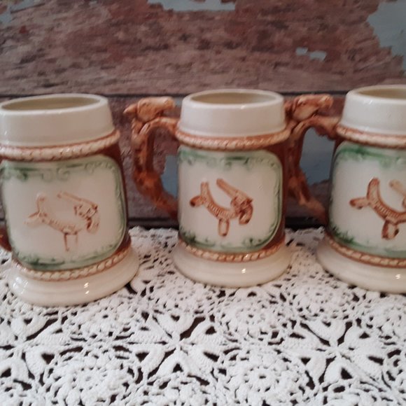 3 Yamaka Porcelain Beer Steins With Donkey Handles - Picture 2 of 7
